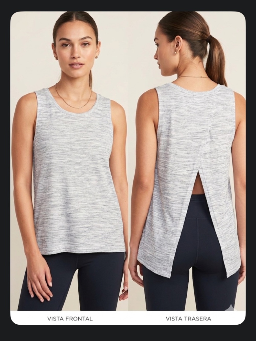 Old Navy Light Gray Split-Back Athletic Tank Size L